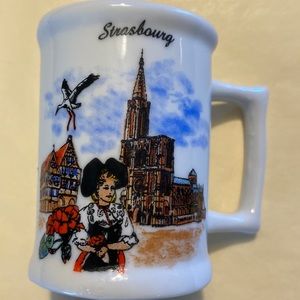 Antique vintage small souvenir piece mug/cupStrabourg Beautiful colorful picture